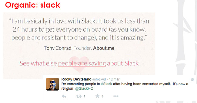 organic gowth hacking: slack